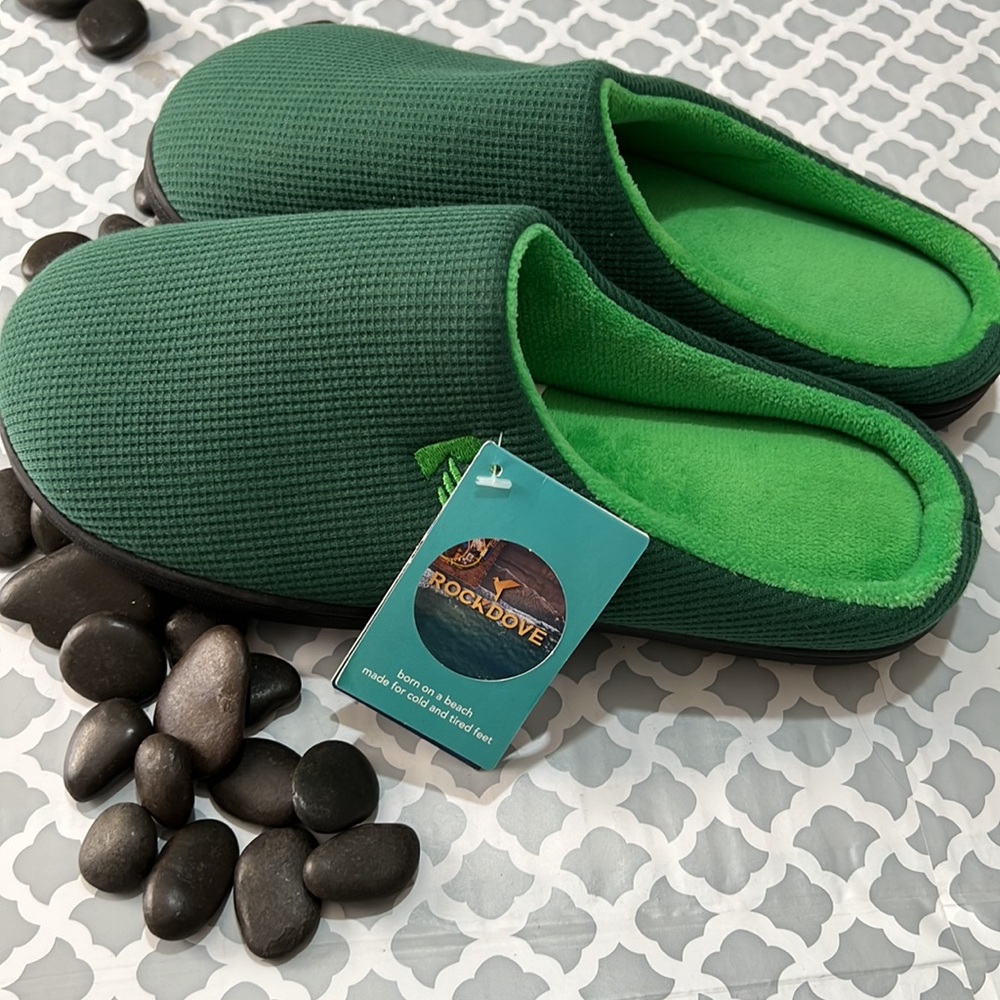 Rock dove Waffleknit and terry cloth Slip on Comfort home Slippers